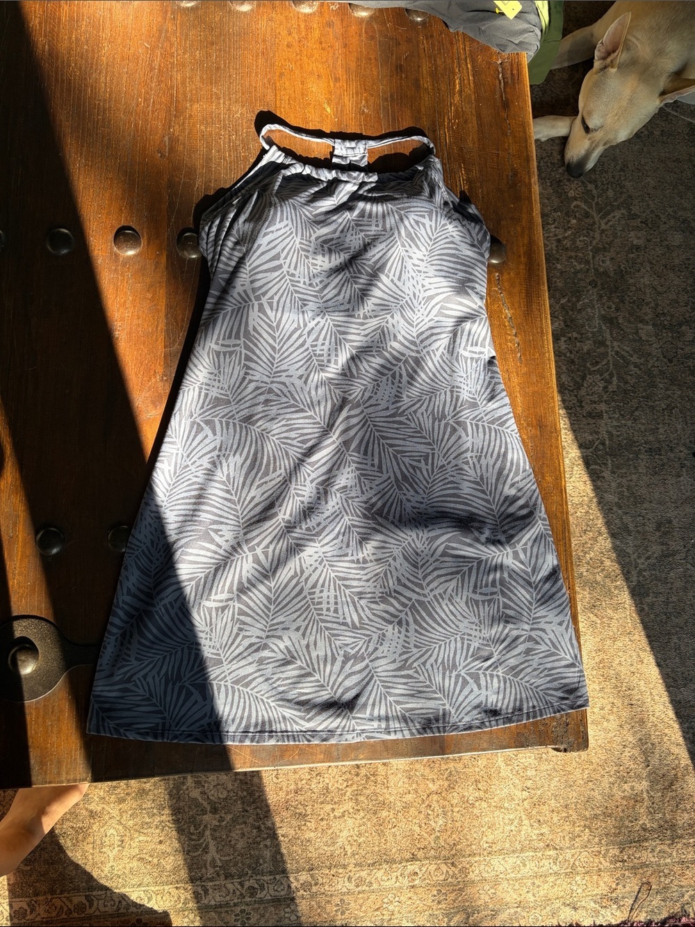 Eddie Bauer Purple Leaf-Print Sleeveless Top - Picture 1 of 4